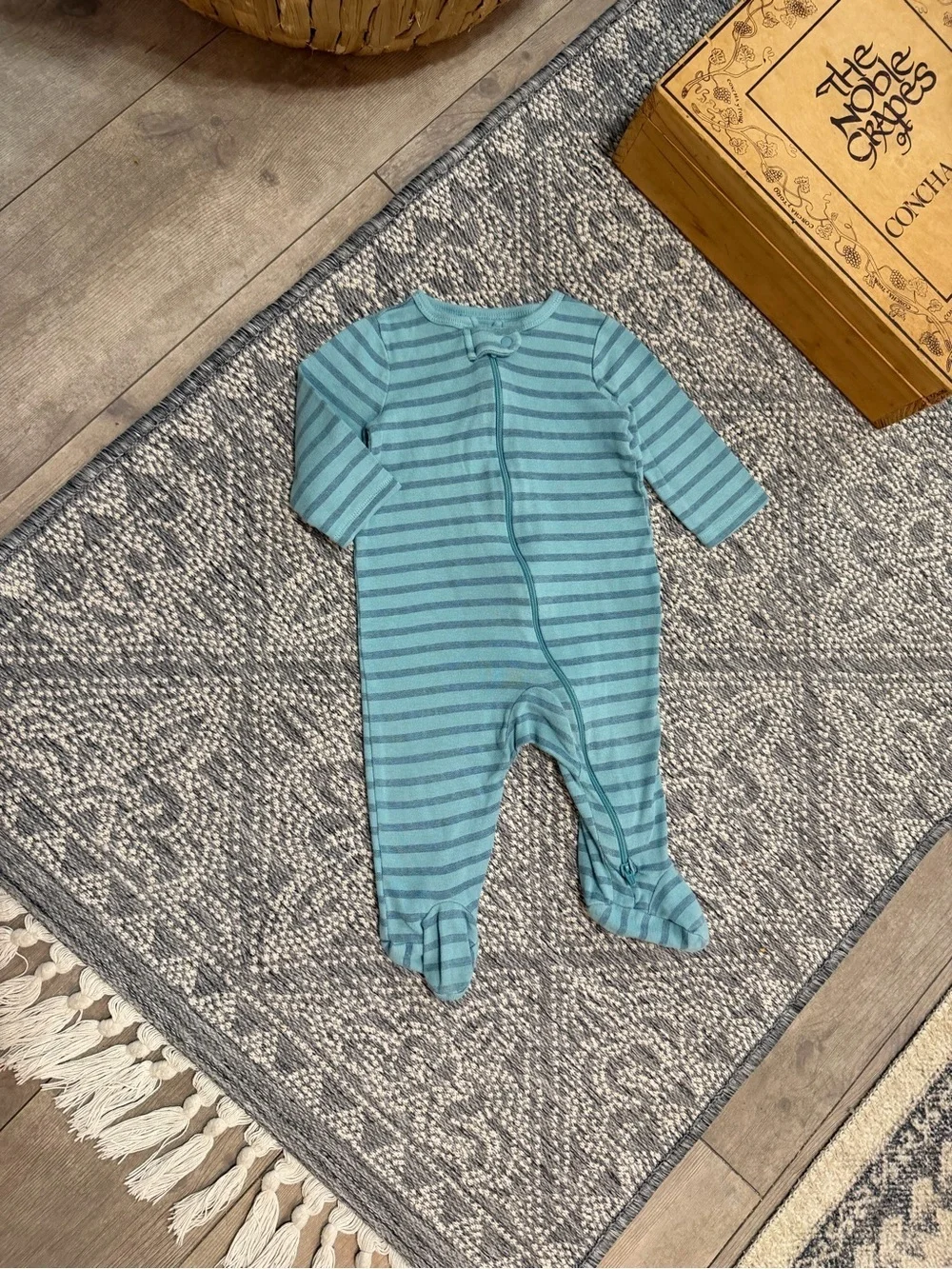 Carter's Baby Boy Modern Blue Striped Footie Pajamas 6 Months One-Piece Pajamas